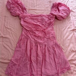 Pink Puff Sleeve Dress